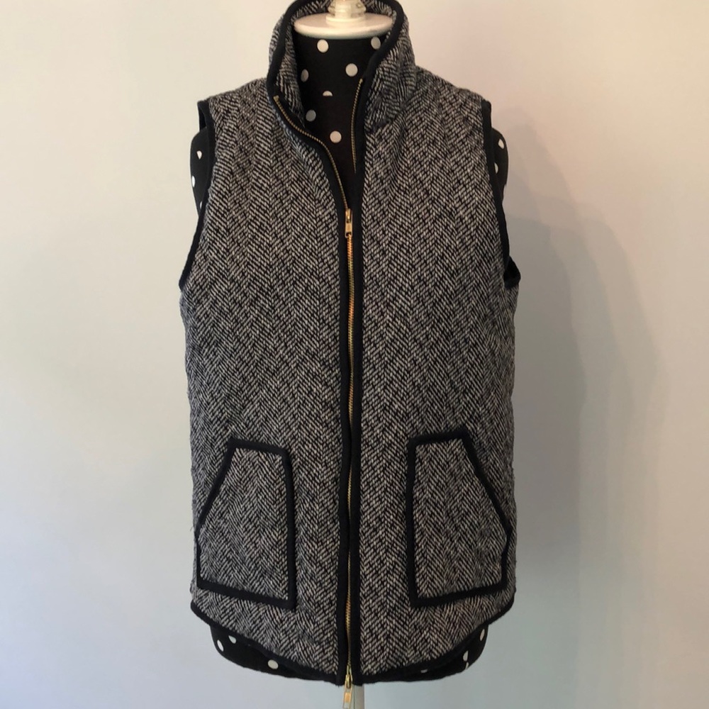 Black and white herringbone vest